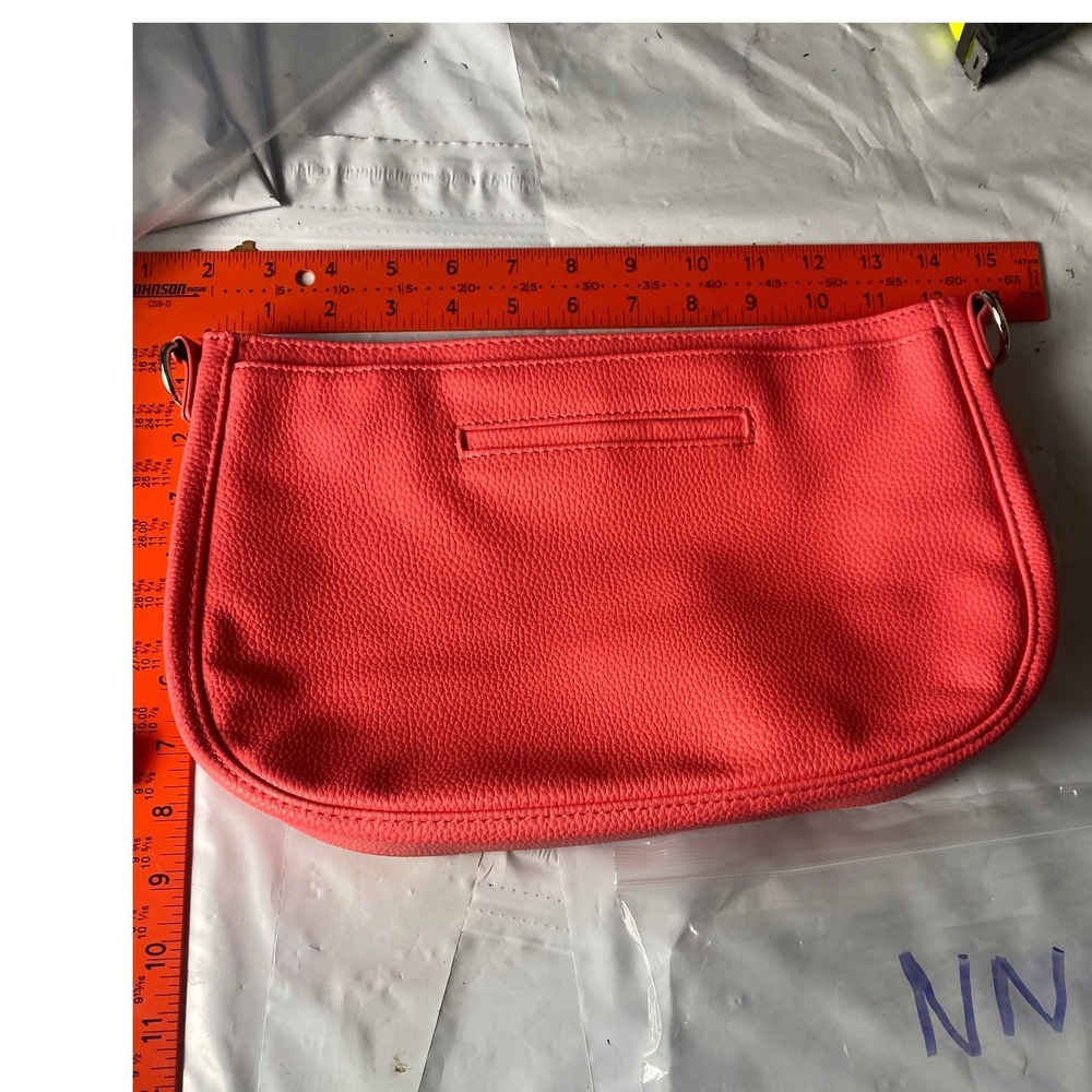Thirty-One Coral Pink Pebbled Faux Leather Purse Organizer Bag Insert NN51